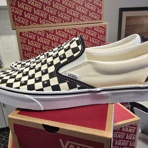 VANS Classic Slip-On Rhinestone Shoes Checkerboard VN000D6YCJKK Mens Sz 10.5 US